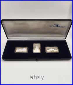 Degussa Jahre Berlin 1oz Fine Silver Bullion Bar Set of 3 Rare in Original Box