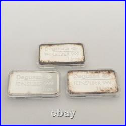 Degussa Jahre Berlin 1oz Fine Silver Bullion Bar Set of 3 Rare in Original Box
