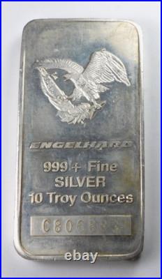 Engelhard 10 Troy oz. 999+ Fine Silver Bar Eagle Logo SN# C806883