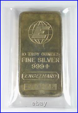 Engelhard 10 Troy oz. 999+ Fine Silver Bar Globe Logo