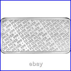 FIVE (5) 10 oz. Highland Mint Silver Bar Buffalo Design. 999 Fine