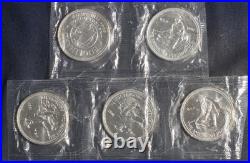 FIVE (5) 1982 Engelhard 1 oz. 999+ Fine Silver Prospector Rounds Lot 050108