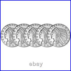 FIVE (5) 1 oz. Golden State Mint Silver Round Incuse Indian. 999 Fine FIVE (5) 1 oz. Golden State Mint Silver Round Incuse Indian. 999 Fine