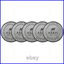 FIVE (5) 1 oz Silver Round Asahi Lunar Snake Design. 999 Fine FIVE (5) 1 oz Silver Round Asahi Lunar Snake Design. 999 Fine