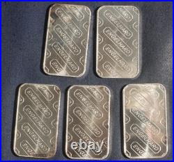FIVE (5) Engelhard 1 oz. 999+ Fine Silver Bar Ingots Lot 280842