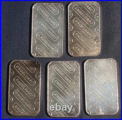 FIVE (5) Engelhard 1 oz. 999+ Fine Silver Bar Ingots Lot 280845