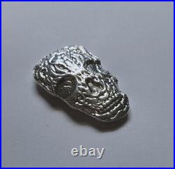 Fine. 999 Zinc &. 999 Silver Bullion Art Bars. Poured Skull & Alien Skull