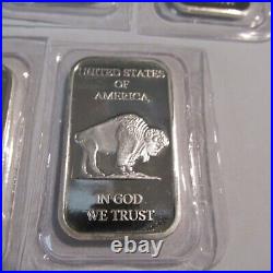 Five 1 oz. 999 Fine Silver Indian Head Buffalo Bullion Bars
