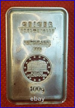 Geiger Edelmetalle 100 Gram. 999 Fine Silver Bar