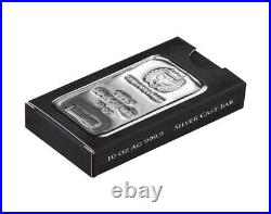 Germania Mint 10 oz Cast. 9999 Fine Silver Bar New In Stock