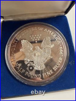 Giant One Half Pound Fine Silver Eagle. 999 Pure 8 Oz Troy Proof American Eagle