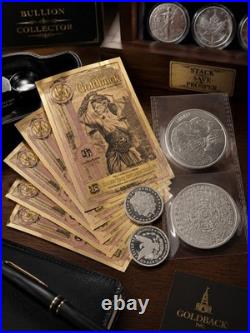 Gold & Silver Bullion 5 Idaho Goldbacks + 4 Silver Rounds Atzec Buffalo Morgan