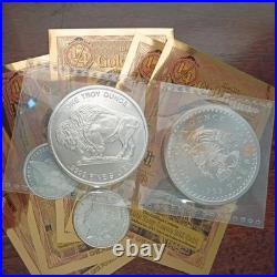 Gold & Silver Bullion 5 Idaho Goldbacks + 4 Silver Rounds Atzec Buffalo Morgan