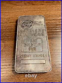 Gold Way Assayers Refiners Silver 10 Troy Ounce Art Bar. 999 Fine Silver RARE