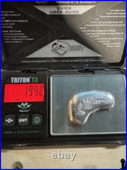 Hand Poured 0.999 Fine Silver Bullion Bar Gun Design 1.99 Ozt