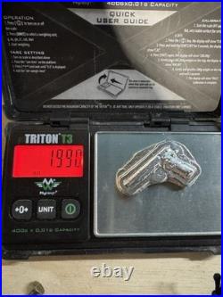 Hand Poured 0.999 Fine Silver Bullion Bar Gun Design 1.99 Ozt