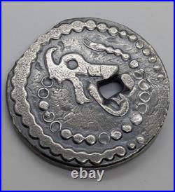 Hand Poured 999 Fine Silver Wolf Serpent 58 grams Antiqued One of a Kind