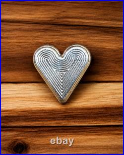 Hand Poured Silver Heart Bar 3 oz. 999 Fine Silver FTB COA