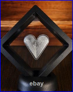 Hand Poured Silver Heart Bar 3 oz. 999 Fine Silver FTB COA