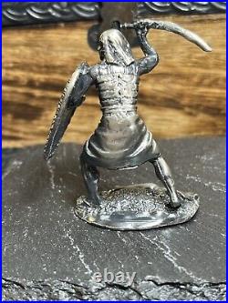 Hand Poured Silver Warrior Cast 925 Fine Bullion Art Statue