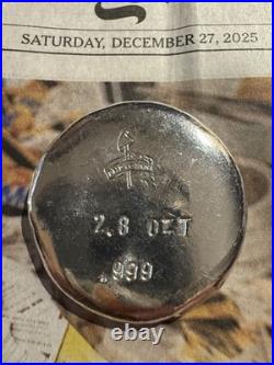 Hand poured 2.8 oz Fine Silver Cannabis Leaf Fine 0.999