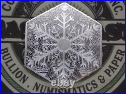 Hexagon SNOWFLAKE 10oz. 999 Fine Silver Bullion Decorative Bar ECC&C, Inc