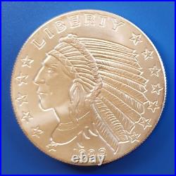 Incuse Indian 2 ounce /. 999 Fine Silver Round B/U (with CAPSULE)