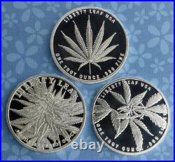 Indica, Sativa & Ruderalis 1oz. 999 Fine Silver, 3 Marijuana Cannabis Rounds