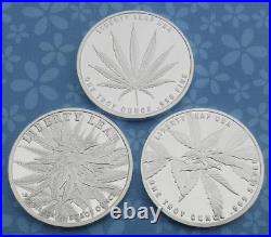 Indica, Sativa & Ruderalis 1oz. 999 Fine Silver, 3 Marijuana Cannabis Rounds