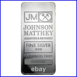 Johnson Matthey 10 oz. 999 Fine Silver Bar Design Our Choice Johnson Matthey 10 oz. 999 Fine Silver Bar Design Our Choice