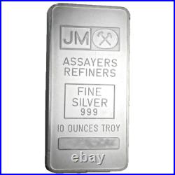 Johnson Matthey 10 oz. 999 Fine Silver Bar Design Our Choice
