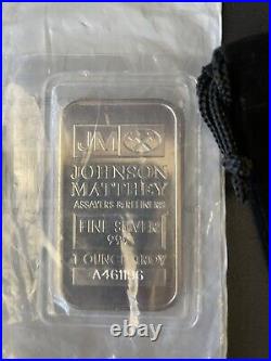 Johnson Matthey. 999 Fine Silver Bars, Bullion Bank 1/2 oz, 1/10 oz ingots, NR