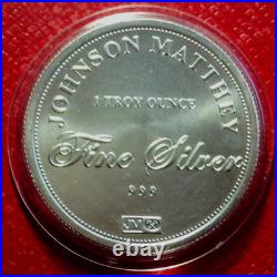Johnson Matthey Bullion Round 1 Troy oz. 999 Fine Silver in Capsule