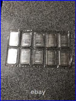 Johnson Matthey Fine Silver 1 oz Bars Lot Of 10 Bars