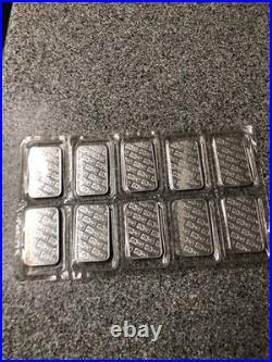 Johnson Matthey Fine Silver 1 oz Bars Lot Of 10 Bars