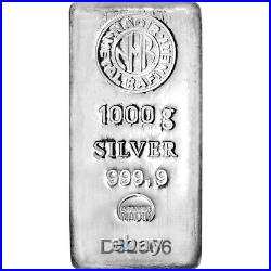 Kilo (32.15 oz.) Nadir Metal Rafineri Refinery Silver Bar 999.9 Fine