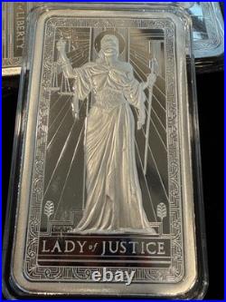 LADY of JUSTICE Bar PAMP SUISSE 10oz. 999 Fine Silver Bullion Bar IN STOCK