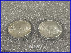 LOT OF 2 Buffalo Silver Round. 999 One Troy Ounce Fine Silver Bullion IN CAPSULE