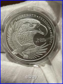 LOT OF 2 X 2 oz Double Eagle Flag of Strength Freedom. 999 FINE SILVER BULLION