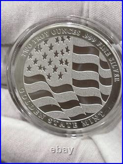LOT OF 2 X 2 oz Double Eagle Flag of Strength Freedom. 999 FINE SILVER BULLION
