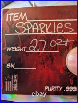 Locker Mint. 999 Fine Silver Sparkles Spark Plug Girl 2.7oz Silver