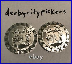 Lot Of 2 Silver Towne 1 Troy Ounce. 999 Fine Silver Rounds Poker Chips Stackers