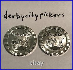 Lot Of 2 Silver Towne 1 Troy Ounce. 999 Fine Silver Rounds Poker Chips Stackers