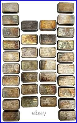 Lot Of 34 x 1981 A-MARK USVI Chunky 1 oz. 999 Fine Silver Ingot Bars Nice Color