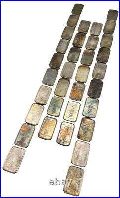 Lot Of 34 x 1981 A-MARK USVI Chunky 1 oz. 999 Fine Silver Ingot Bars Nice Color