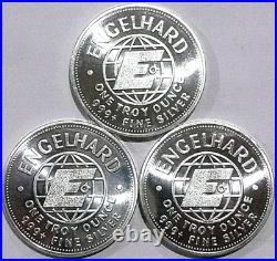 Lot Of 3 1984 Engelhard One Troy oz. 999 Fine Silver American Prospector Rounds
