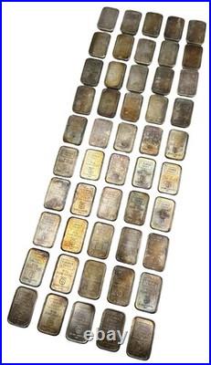 Lot Of 50 x 1981 A-Mark USVI Chunky 1 oz. 999 Fine Silver Ingot Bars Toned