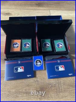 Lot Of 5 NZ Agoro Mint Mlb Trading. 999 Fine Silver Coins With 2 Boxes And Coas Lot Of 5 NZ Agoro Mint Mlb Trading. 999 Fine Silver Coins With 2 Boxes And Coas