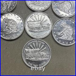 Lot Of 5 Vintage Prospector And Covered Wagon 1 Troy Oz 999 Fine Silver Round