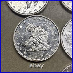 Lot Of 5 Vintage Prospector And Covered Wagon 1 Troy Oz 999 Fine Silver Round